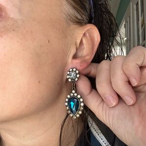 Elegant Blue and Silver Drop Earrings
